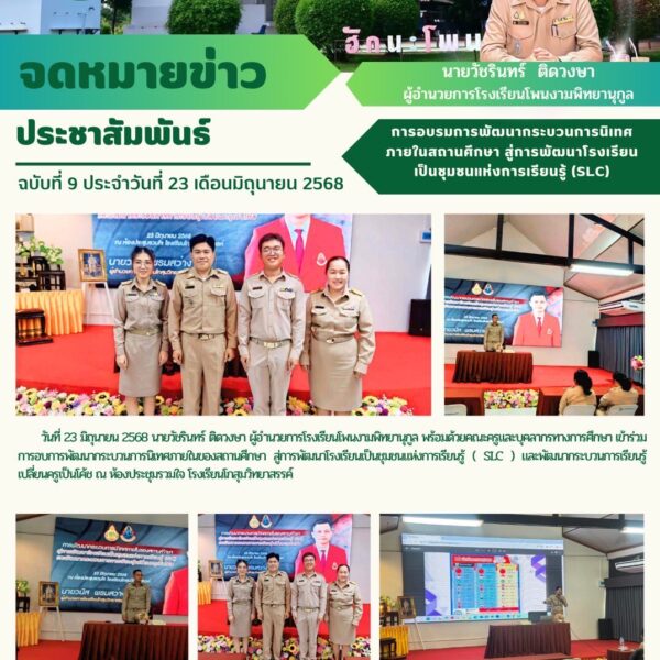 การอบรมการพัฒนากระบวนการนิเทศภายในสถานศึกษา สู่การพัฒนาโรงเรียนเป็นชุมชนแห่งการเรียนรู้ (SLC)