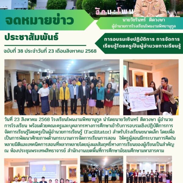 การอบรมเชิงปฏิบัติการการจัดการเรียนรู้โดยครูเป็นผู้อำนวยความสะดวก (Facilitator) สำหรับโรงเรียนขนาดเล็ก